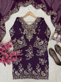 Premium CHINON with Zari &amp; 5mm Sequins Embroidery Work Salwar Kameez