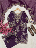 Premium CHINON with Zari &amp; 5mm Sequins Embroidery Work Salwar Kameez