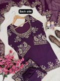 Premium CHINON with Zari &amp; 5mm Sequins Embroidery Work Salwar Kameez