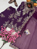 Premium CHINON with Zari &amp; 5mm Sequins Embroidery Work Salwar Kameez