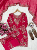 Premium CHINON with Zari &amp; 5mm Sequins Embroidery Work Salwar Kameez