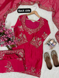 Premium CHINON with Zari &amp; 5mm Sequins Embroidery Work Salwar Kameez