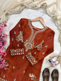 Premium GMY SILK with 5mm Sequins &amp; Zari Embroidery Work Salwar Kameez
