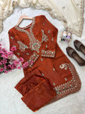 Premium GMY SILK with 5mm Sequins &amp; Zari Embroidery Work Salwar Kameez