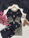 Beautiful CHINON SILK Beautiful 5mm sequins & Zari embroidery work Salwar Kameez