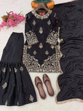 Beautiful CHINON SILK Beautiful 5mm sequins & Zari embroidery work Salwar Kameez