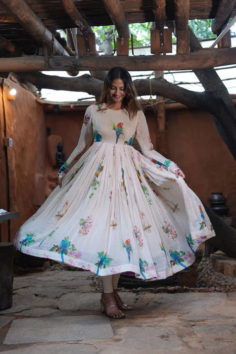 Pure Witless Silk With Digital Print With Long Full-Sleeves Salwar Kameez