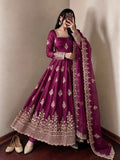 Exclusive Trending Designer Gown with Heavy sequence embroidery work Dupatta