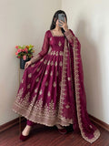 Exclusive Trending Designer Gown with Heavy sequence embroidery work Dupatta