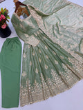 Exclusive Trending Designer Gown with Heavy sequence embroidery work Dupatta