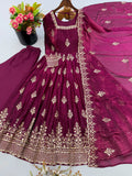 Exclusive Trending Designer Gown with Heavy sequence embroidery work Dupatta