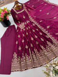 Exclusive Trending Designer Gown with Heavy sequence embroidery work Dupatta