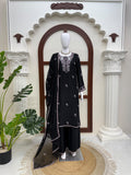 Rayon Satin with Soft Micro Cotton Lining & Intricate Thread With sequence Work with potli Salwar Kameez