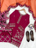 Premium CHINON with Zari & Sequins Embroidery Work Also Chakri Stone Work Salwar Kameez