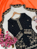 Premium CHINON with Zari & Sequins Embroidery Work Also Chakri Stone Work Salwar Kameez