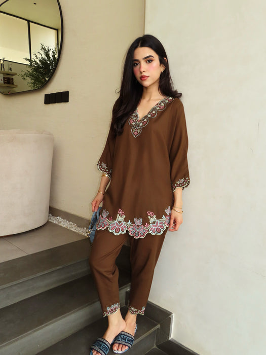 DESIGNER EMBROIDERED WORKED CO-ORD SET TOP AND PLAZZO