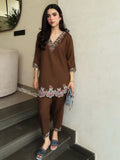 DESIGNER EMBROIDERED WORKED CO-ORD SET TOP AND PLAZZO