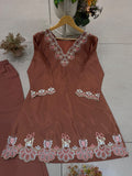 DESIGNER EMBROIDERED WORKED CO-ORD SET TOP AND PLAZZO