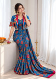 Heavy Chinon Silk with Digital Print ready-to-wear Beautiful saree