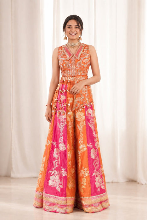New Super Trending Embroidery Sequence work ready to wear jacket and Plazo