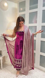 NEW DESIGNER PARTY WEAR HEAVY VISCOSE VELVET 3 PIS SUIT SET