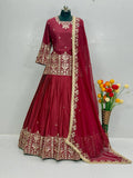 NEW DESIGNER WEAR HEAVY EMBROIDERY SEQUENCE WORK WITH REAL MIRROR HAND WORK TOP WITH LEHENGAS