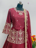 NEW DESIGNER WEAR HEAVY EMBROIDERY SEQUENCE WORK WITH REAL MIRROR HAND WORK TOP WITH LEHENGAS