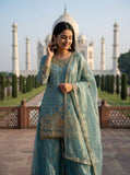 New Pure Fendy Silk With Heavy Embroidery Sequence Work Top-Bottom And Dupatta Set