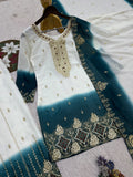 NEW ELEGANT DESIGN PURE DUAL TONE PENDING STAR GEORGETTE IN BEAUTIFUL TOP-PALZZO WITH DUPATTA SET