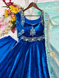 Pure Viscous Velvet With 5mm Sequence Embroidery Work Salwar Kameez