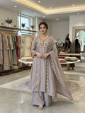 FESTIVAL SEASON BEAUTIFUL KURTI WITH SEQUENCE EMBROIDERY WORK PLAZZO AND DUPATTA