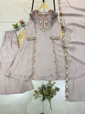 FESTIVAL SEASON BEAUTIFUL KURTI WITH SEQUENCE EMBROIDERY WORK PLAZZO AND DUPATTA