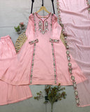 FESTIVAL SEASON BEAUTIFUL KURTI WITH SEQUENCE EMBROIDERY WORK PLAZZO AND DUPATTA