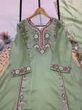 FESTIVAL SEASON BEAUTIFUL KURTI WITH SEQUENCE EMBROIDERY WORK PLAZZO AND DUPATTA