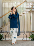 Designer Party Wear Look heavy Roman Cotton Material top with farshi salwar