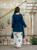 Designer Party Wear Look heavy Roman Cotton Material top with farshi salwar
