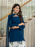 Designer Party Wear Look heavy Roman Cotton Material top with farshi salwar
