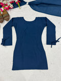 Designer Party Wear Look heavy Roman Cotton Material top with farshi salwar