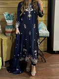 Premium CHINON with Beautiful Thread Embroidery Work Salwar Kameez