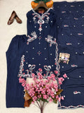 Premium CHINON with Beautiful Thread Embroidery Work Salwar Kameez
