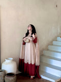 New Designer Party Wear Look Pur Roman Silk Kaftan Dress & Palazzo With Dupatta set