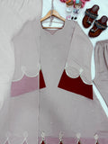 New Designer Party Wear Look Pur Roman Silk Kaftan Dress & Palazzo With Dupatta set