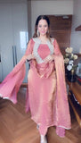 HEAVY FENDY SILK WITH HEAVY EMBROIDERY CODING SEQUENCE WORK WITH HAND WORK 4 PIECES SALWAR KAMEEZ