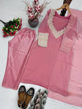 HEAVY FENDY SILK WITH HEAVY EMBROIDERY CODING SEQUENCE WORK WITH HAND WORK 4 PIECES SALWAR KAMEEZ