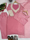 HEAVY FENDY SILK WITH HEAVY EMBROIDERY CODING SEQUENCE WORK WITH HAND WORK 4 PIECES SALWAR KAMEEZ