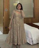 New Party Wear Look Pure Heavy Fendi Crush Gown Dupatta & Bottom Set