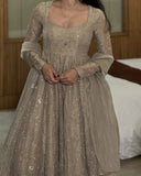 New Party Wear Look Pure Heavy Fendi Crush Gown Dupatta & Bottom Set