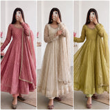 NEW Designer Party Wear Look Heavy Moss Butti Silk Salwar Kameez