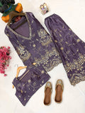 Premium FANDY SILK with Beautiful zari &amp; 5mm sequins embroidery work in kurti & blouse both Salwar Kameez