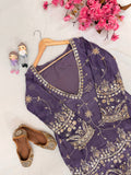 Premium FANDY SILK with Beautiful zari &amp; 5mm sequins embroidery work in kurti & blouse both Salwar Kameez